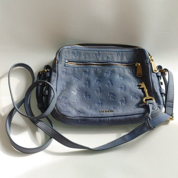 Fossil Handbags - Fossil Llama Origami Print Cow Hide Leather Purse Light Blue FOSSIL KEY